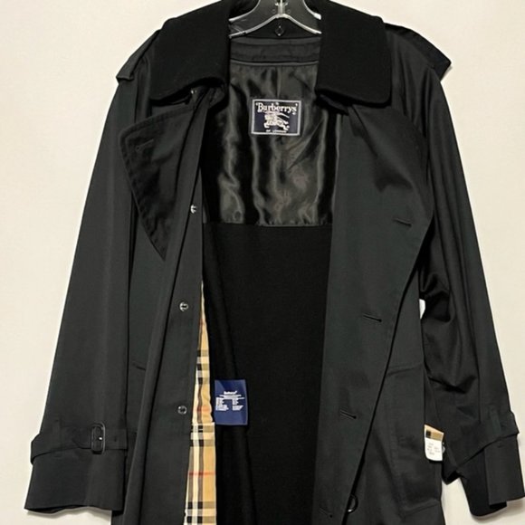 Vintage BURBERRYS OF LONDON Classic Navy-Blue Trench Coat Men's Size 40R - Picture 2 of 14